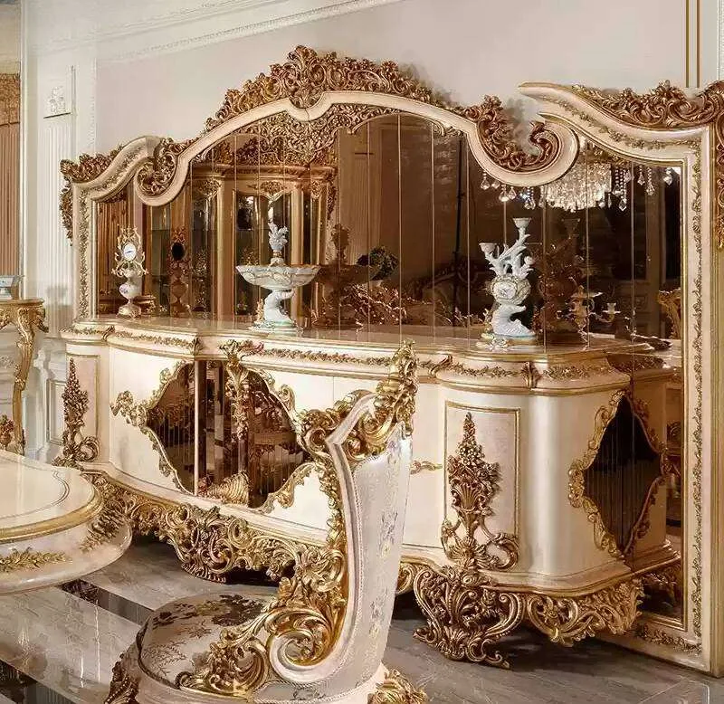 Baroque Gold Leaf Living Room Set with Petal Coffee Table material texture – Sofas & Couchs design