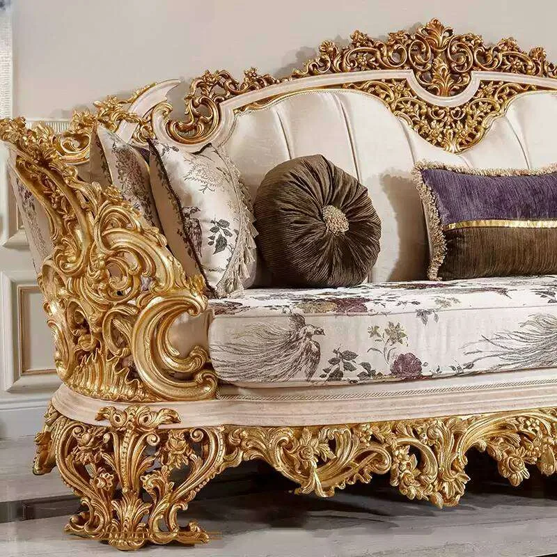Baroque Gold Leaf Living Room Set with Petal Coffee Table material texture – Sofas & Couchs design