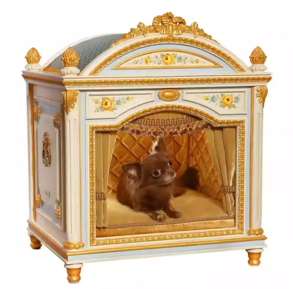 Bespoke Neoclassical Pet Pavilion: Architectural Pet Furniture craftsmanship close-up – Pet Furniture design
