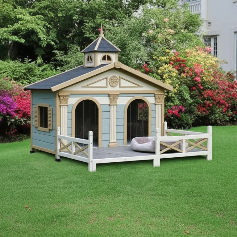 Bespoke Palladian Dog Residence: Neoclassical Garden Kennel