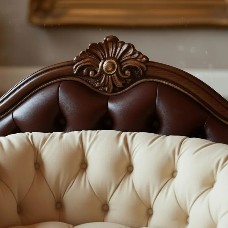 Bespoke Carved Mahogany Dog Sofa: Victorian Pet Settee material texture – Pet Furniture design