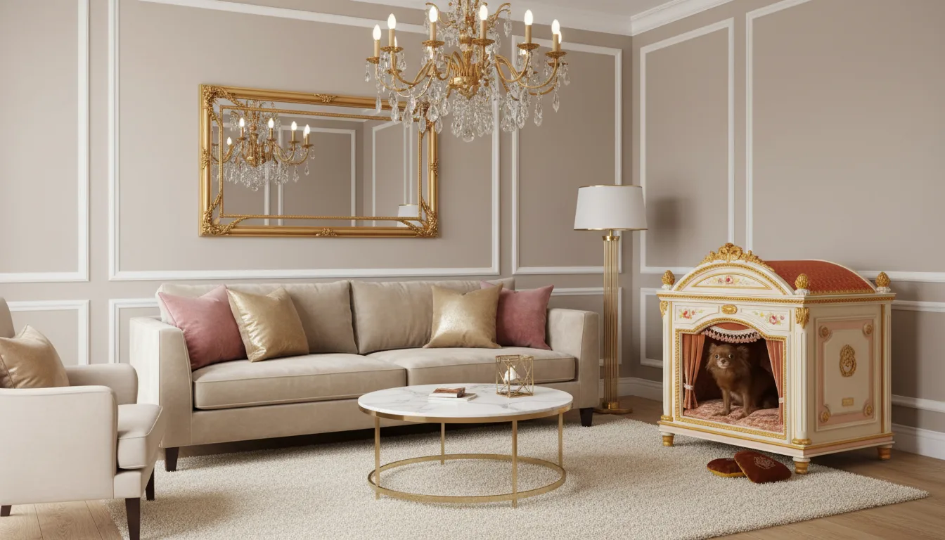 Regal Pet Palace: Luxury Baroque Dog House for Small Dogs