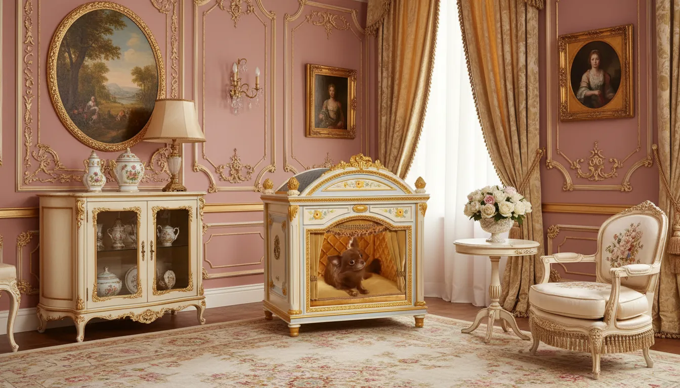 Regal Pet Palace: Luxury Baroque Dog House for Small Dogs