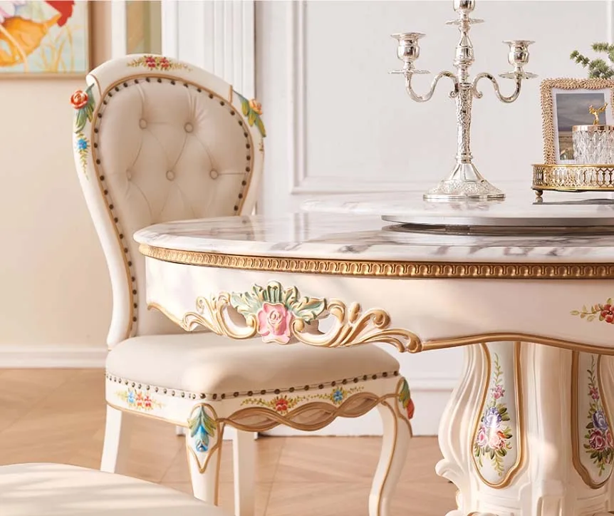 Hand-Painted Cream Rococo Dining Table material texture – Dining tables design