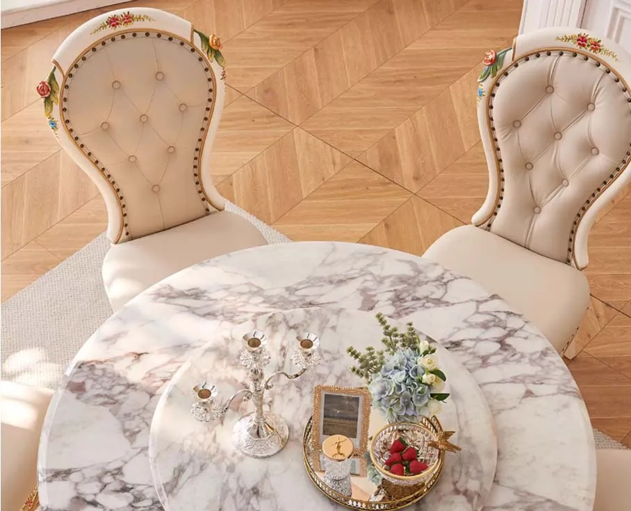 Hand-Painted Cream Rococo Dining Table interior perspective – Dining tables design