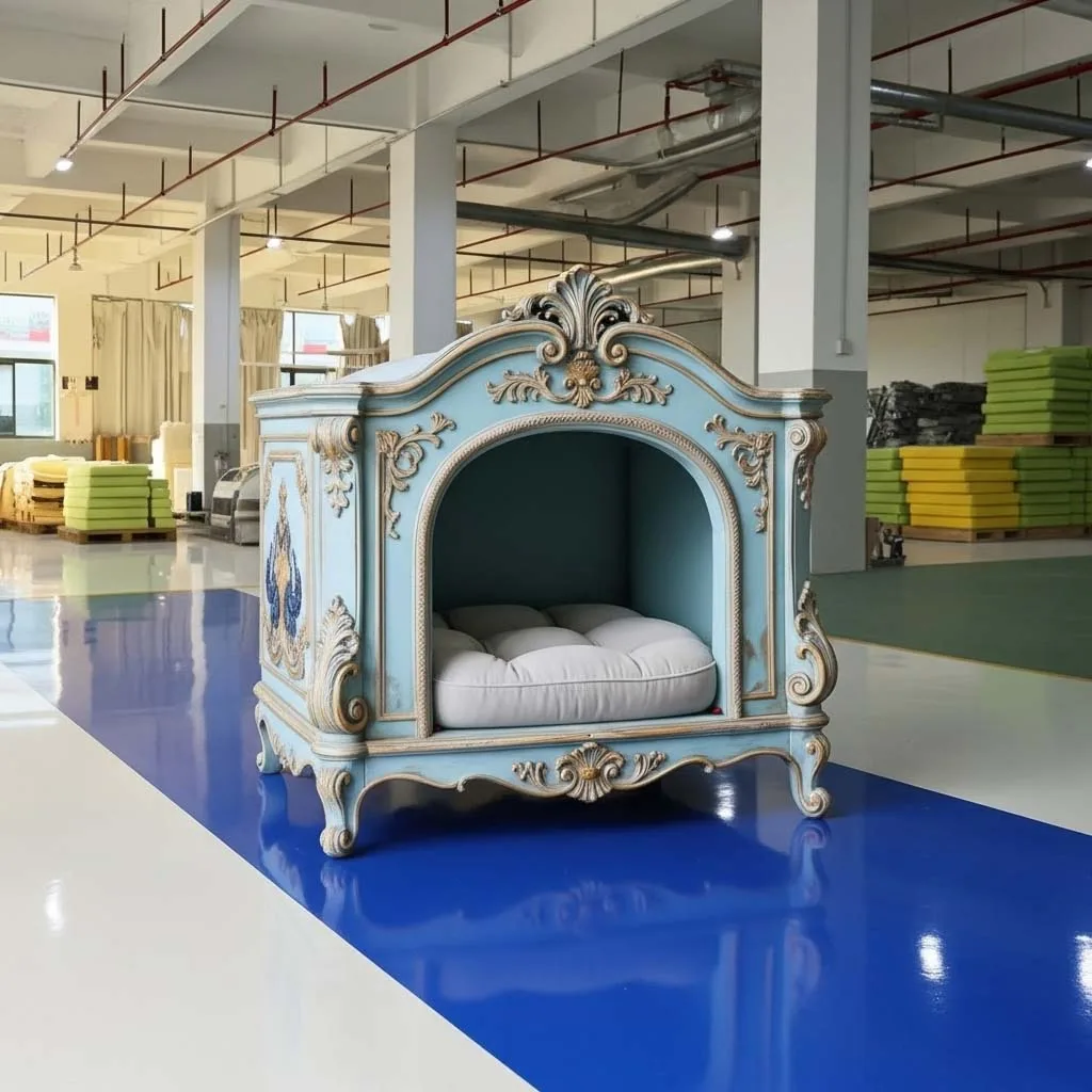 Treat your furry friend to the ultimate in luxury with our exquisite, hand-carved palace dog bed. A masterpiece of vintage