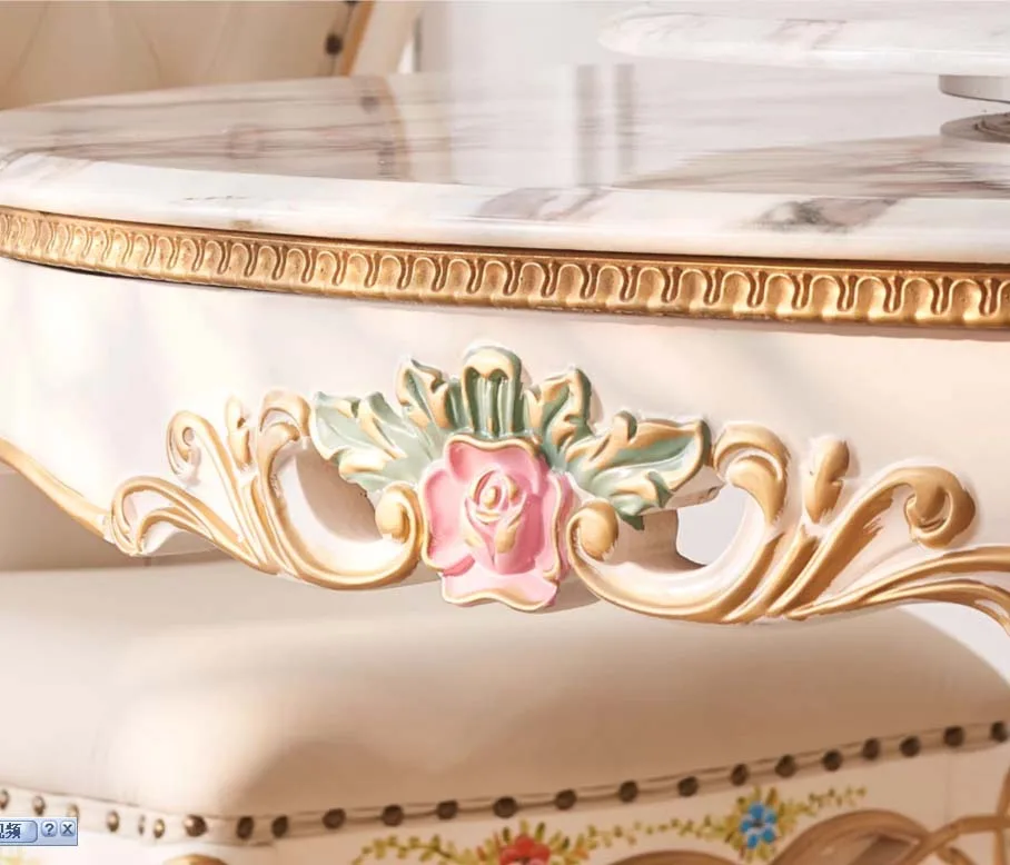 Hand-Painted Cream Rococo Dining Table detail view – Dining tables design