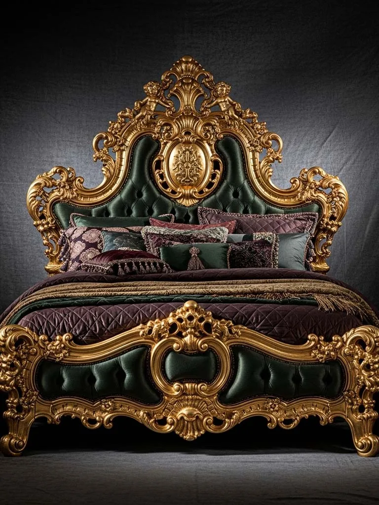 Versailles Grand Bed with gold headboard