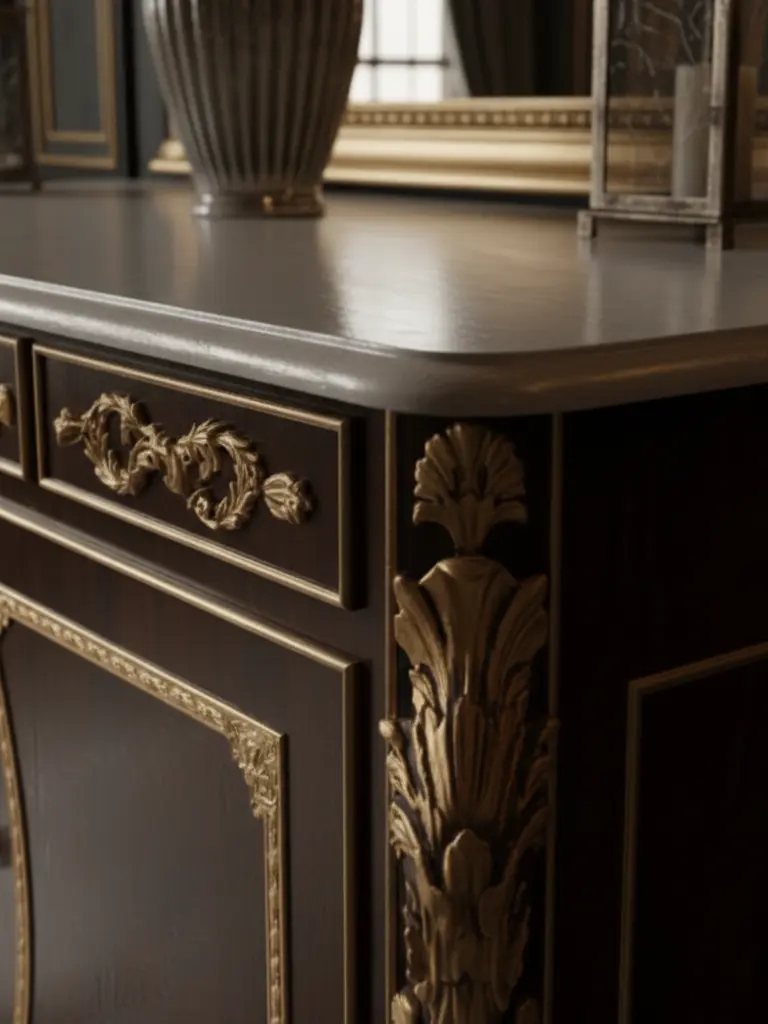 Gallery 10 Bespoke European furniture materials with hand-finished wood and gilded details