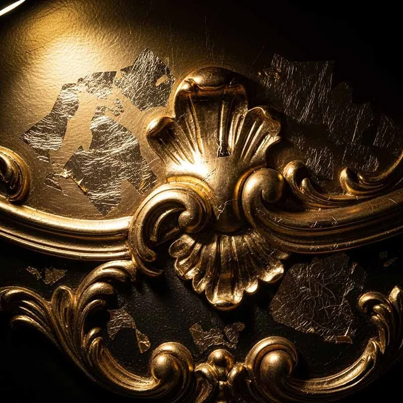 Champagne gold leaf application detail