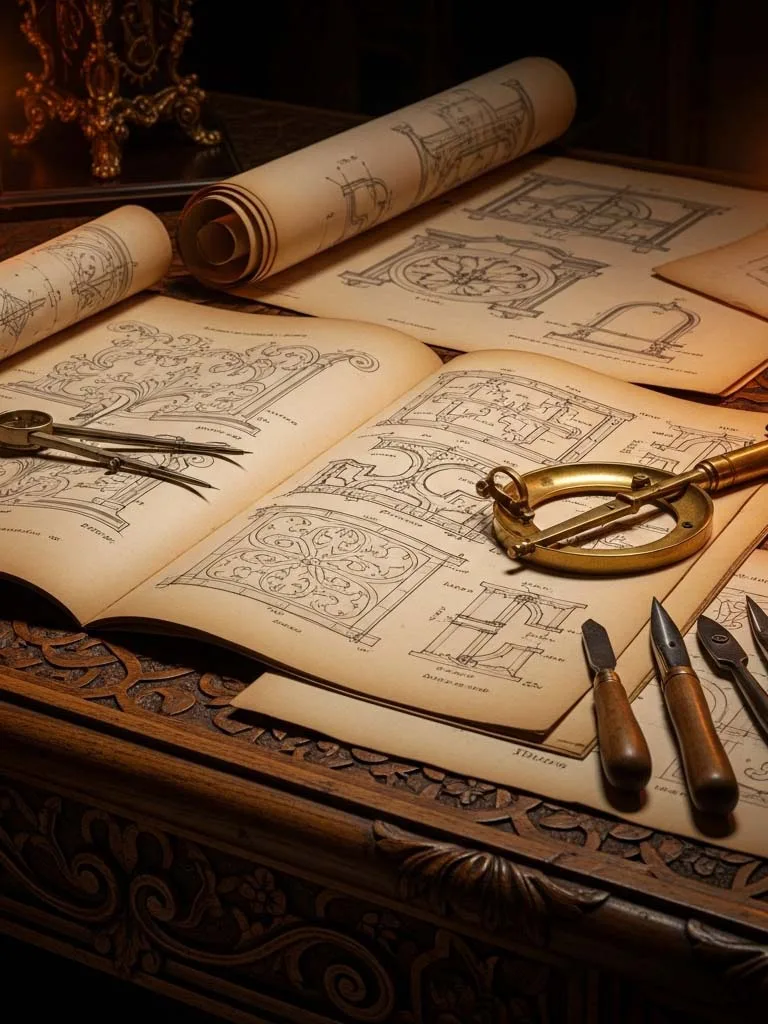 Archival furniture engineering drawings