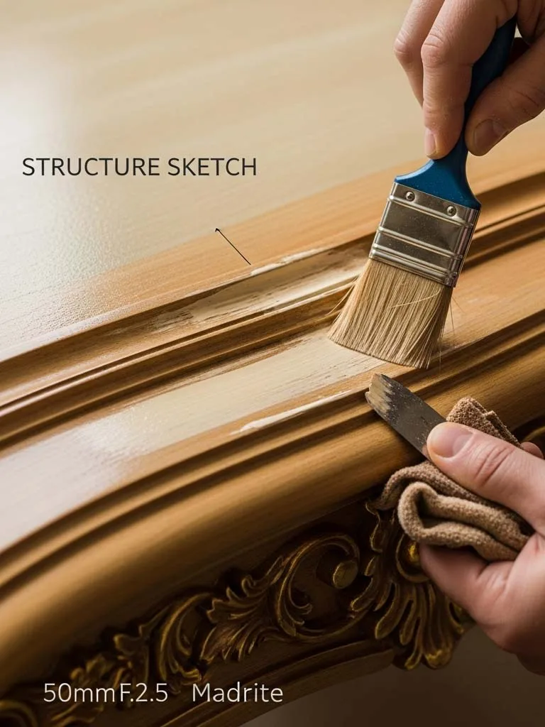 Heirloom-grade artistic finishing and glazing on luxury furniture surface