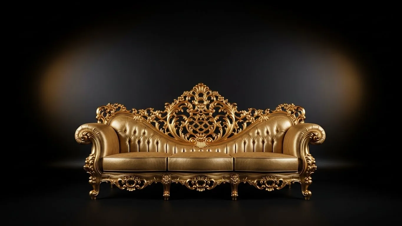 Hand-carved baroque furniture with authentic 24k gold leaf gilding