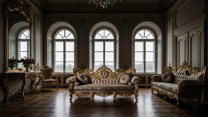 Rococo luxury furniture in European villa