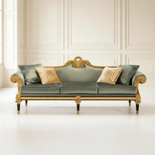 Sofas & Couchs Neoclassical Gilded Sofa with Wreath Cresting crafted in bespoke materials – OE-FASHION Bespoke Studio