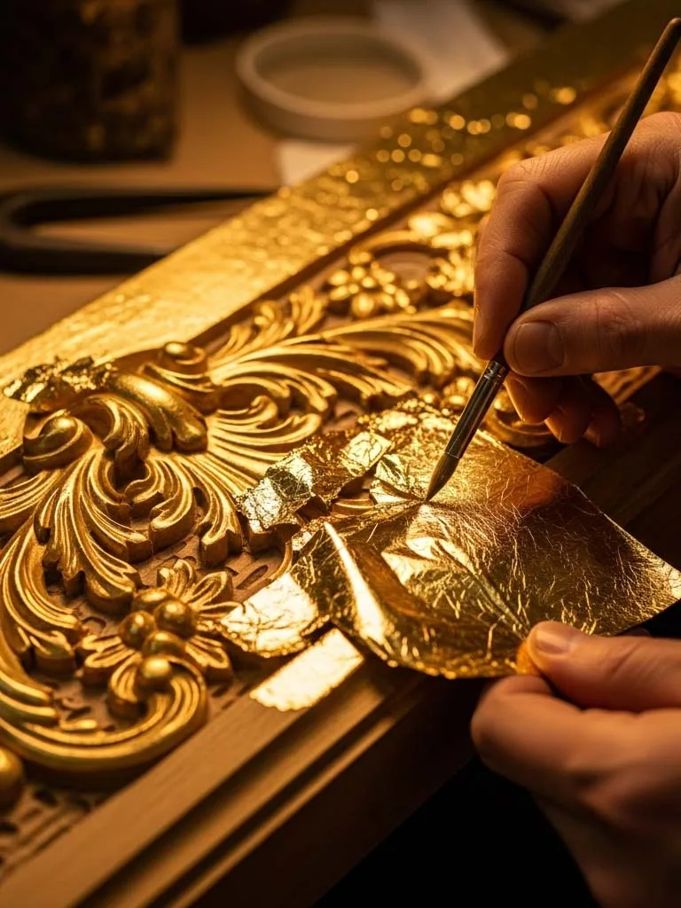 Hand-applied gilding and finishing craftsmanship