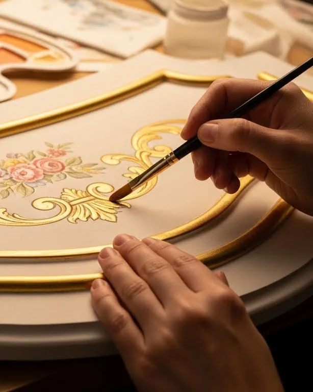 Hand-painted decorative furniture details