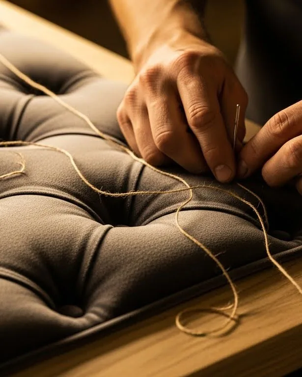 Traditional hand upholstery and tufting