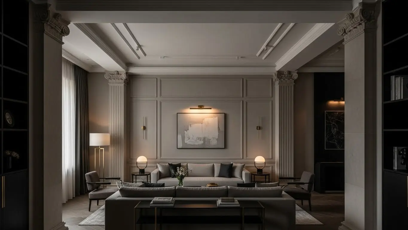 Luxury neoclassical living room interior design