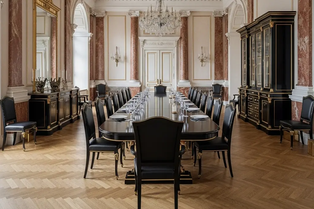 Grand luxury dining hall with chandelier