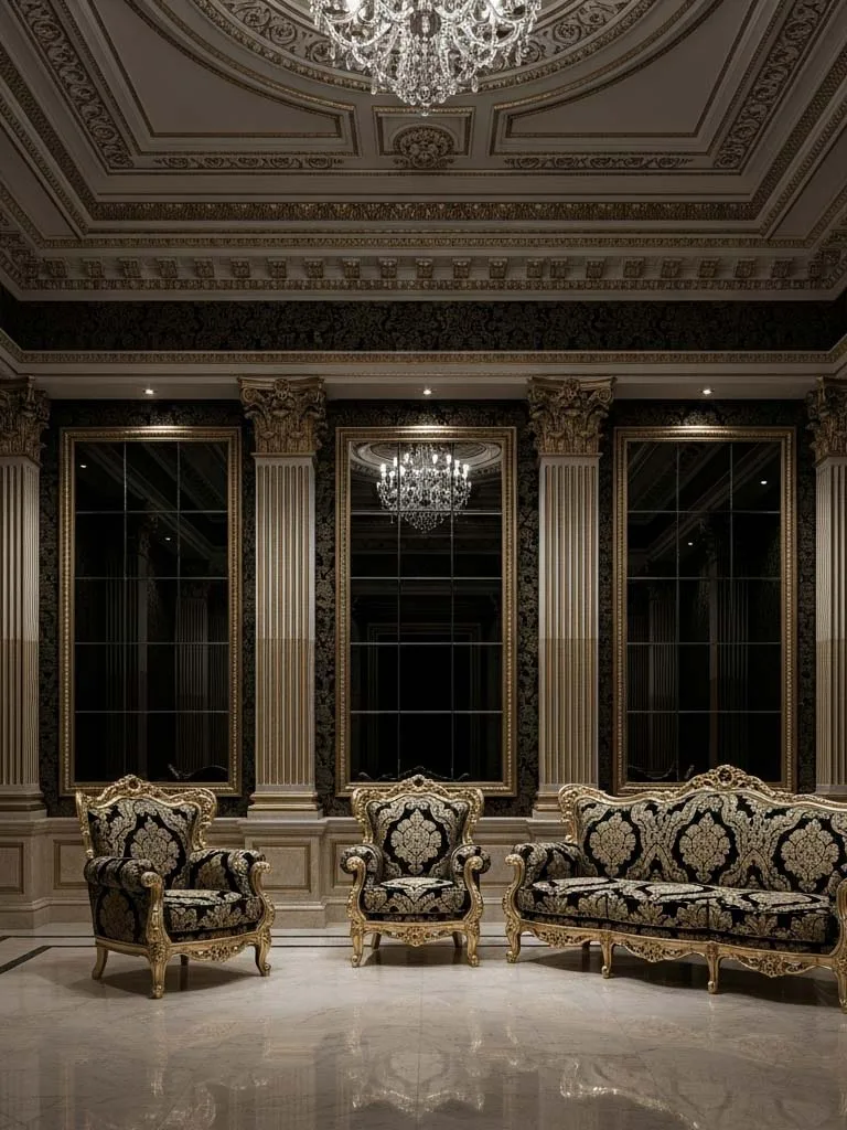 Imperial palace armchair with high back and velvet upholstery