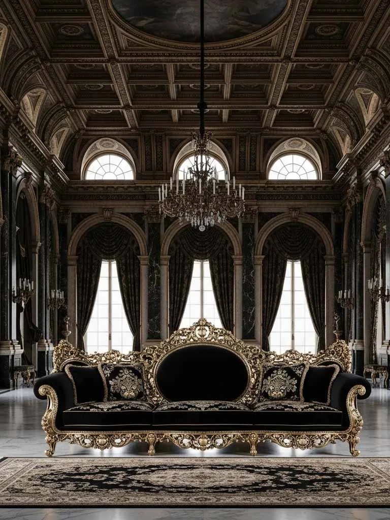 Hand-carved Imperial palace luxury sofa with gold leaf finish