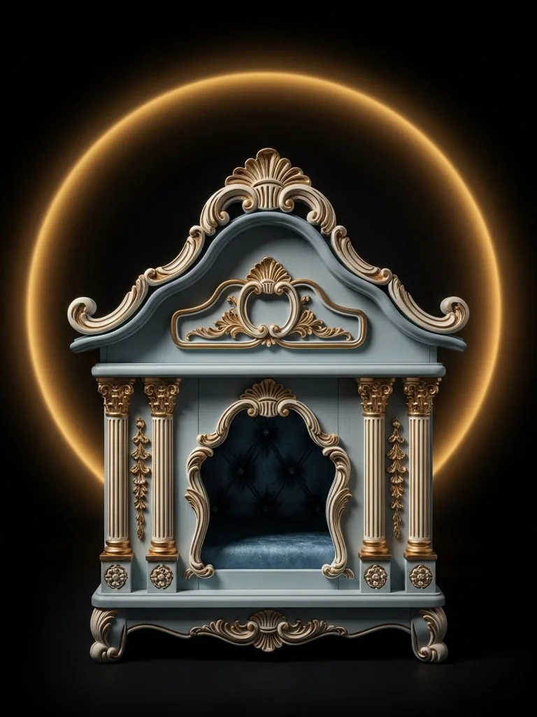 Gold leaf hand-carved luxury dog bed and pet residence in baroque style